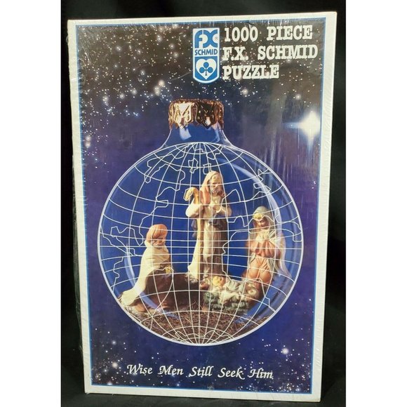 WORLD NATIVITY Wise Men Globe FX Schmid 1000pc Jigsaw Puzzle #12259 NEW 1992 USA - Picture 1 of 8